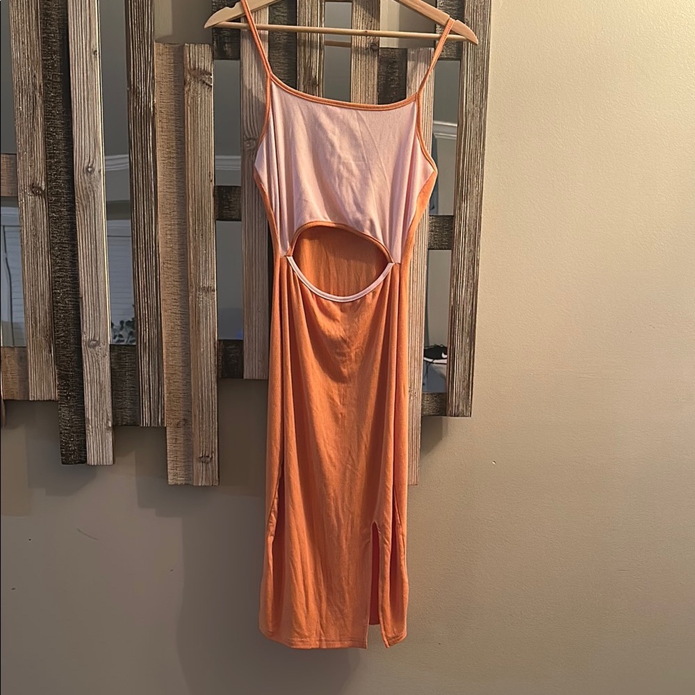 Orange and Pink Cutout Dress